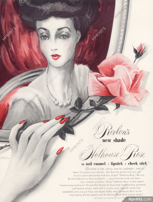 Revlon (Cosmetics) 1941 Lipstick, Nail Polish, Rose (flower)