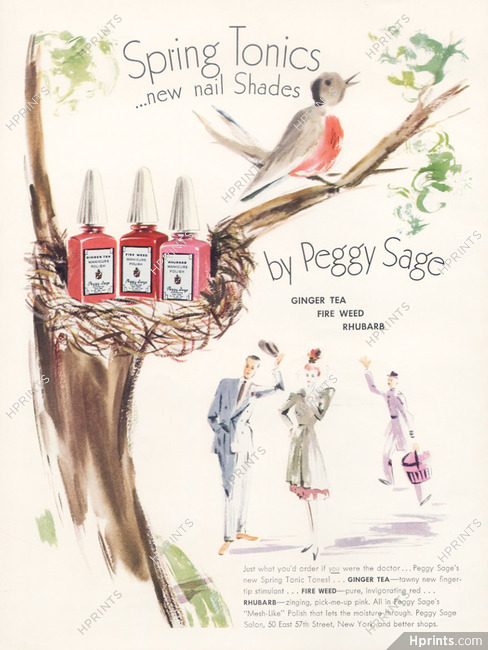 Peggy Sage (Cosmetics) 1941 Nail Polish, Bird