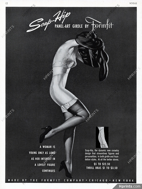 1946 Vintage Womens FLEXEES Girdle for Sleek Figure Color Grafstrom Art Ad