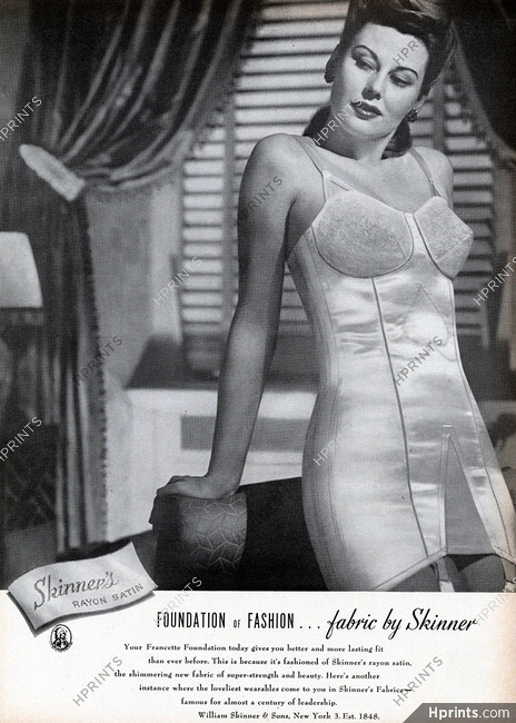 William Skinner (Fabric) 1944 Corselette, Rayon Satin