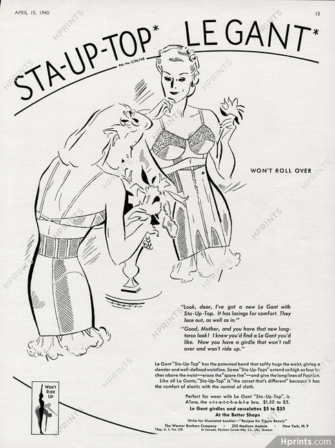 Vintage advertising print ad FASHION Warner Bra Girdle Body-Do beach  hair-do 67