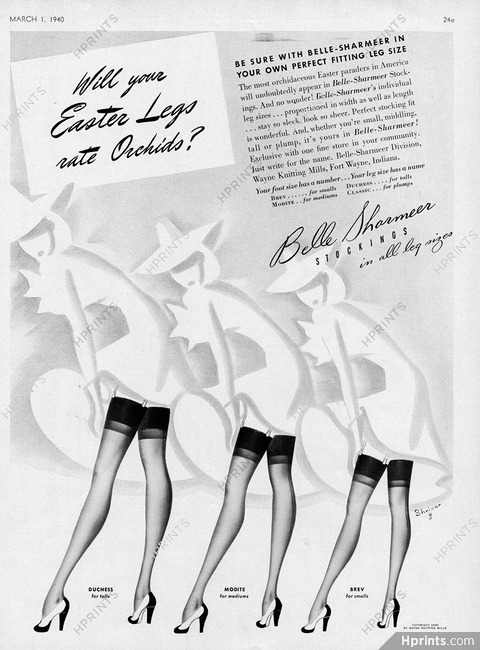 Belle-Sharmeer (Hosiery, Stockings) 1940 Shriver