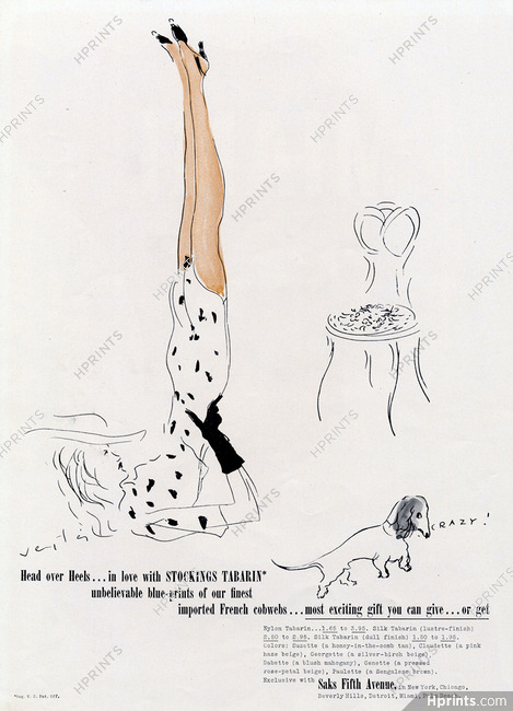 Tabarin (Hosiery, Stockings) 1941 Marcel Vertès, Teckel Dog