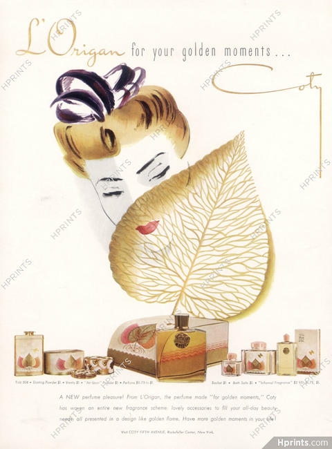 Coty (Perfumes) 1941 L'Origan for your golden moments