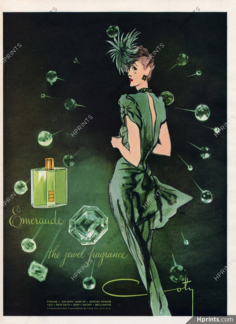 Coty (Perfumes) 1944 "Emeraude" the jewel fragrance, Eric (Carl Erickson)