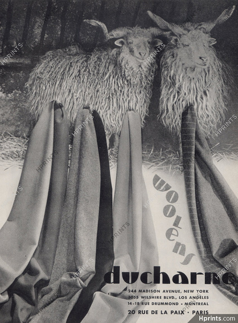 Ducharne (Fabric) 1944 Woolens, Sheeps, American Ad