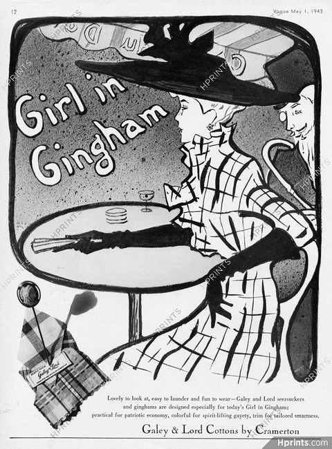 Galey & Lord (Fabric) 1943 Girl in Gingham