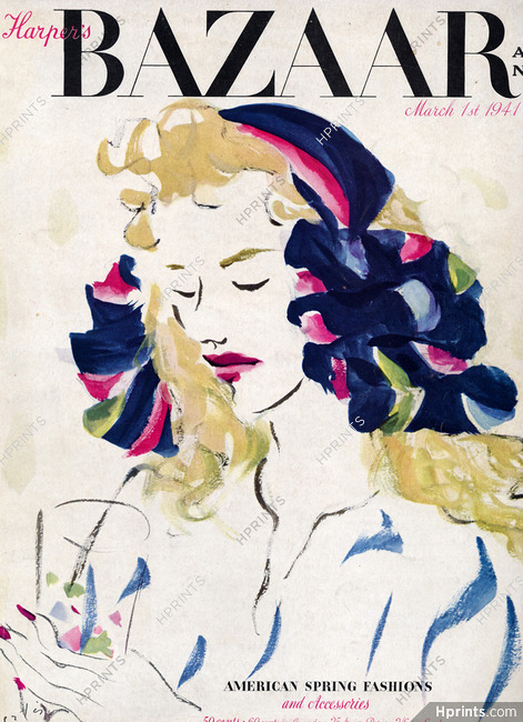 Lilly Daché 1941 Marcel Vertès, Harper's Bazaar Cover