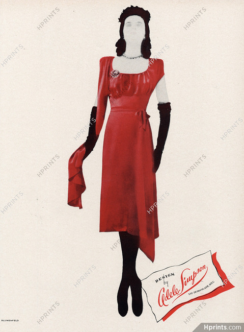 Adele Simpson (Couture) 1943 Red Dress, Erwin Blumenfeld