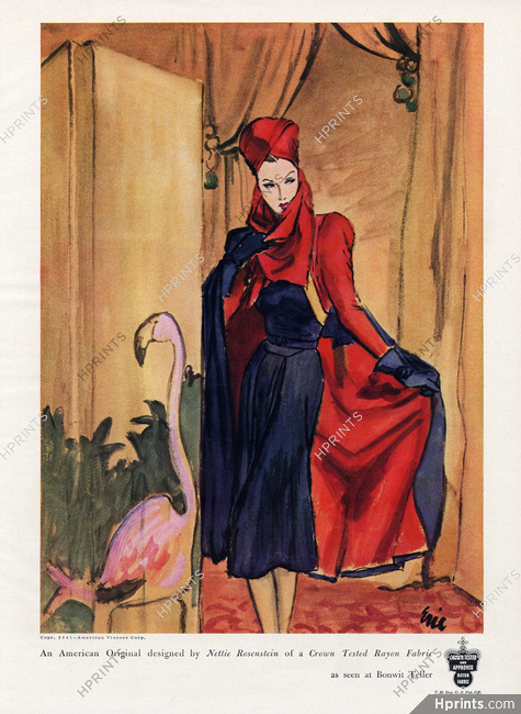 Nettie Rosenstein (Couture) 1941 Eric, Pink flamingo