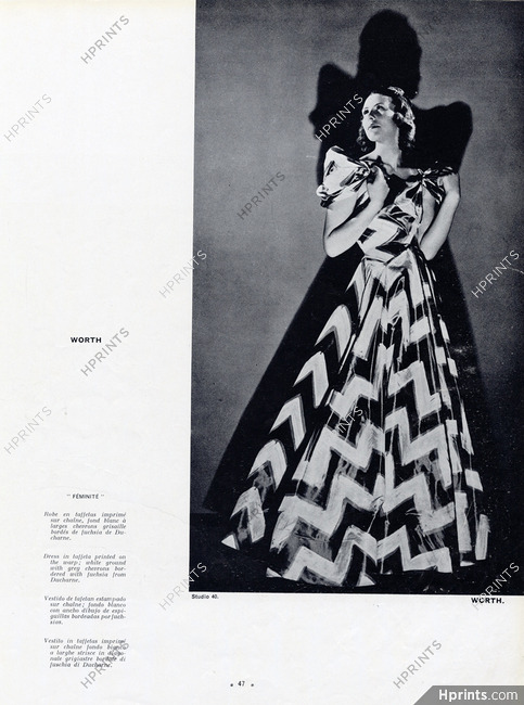 Worth (Couture) 1940 Dress in taffeta