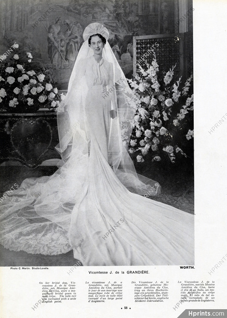 Worth 1939 Vicomtesse J. de la Grandière, Wedding Dress