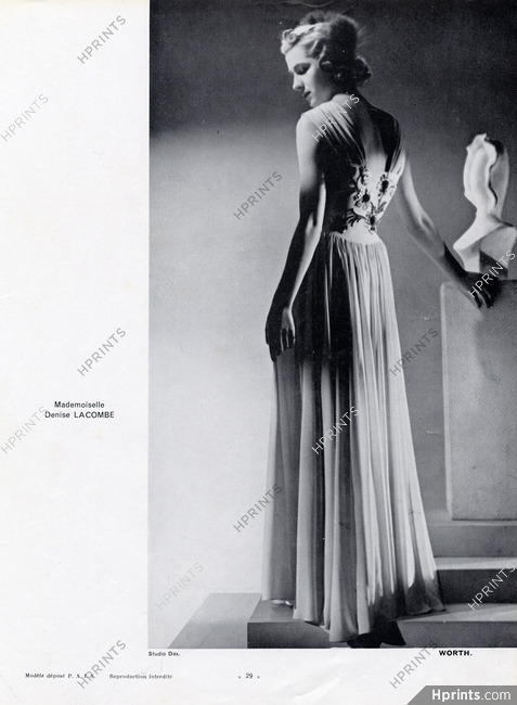 Worth (Couture) 1939 Denise Lacombe, Studio Dax, Evening Gown