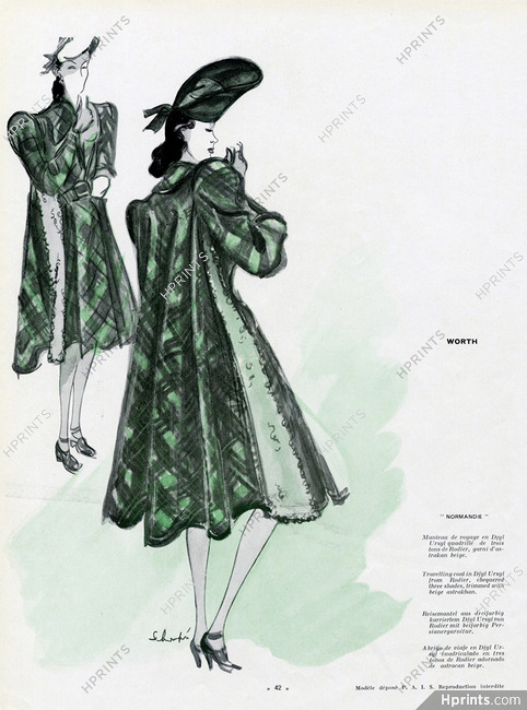 Worth (Couture) 1939 Schompré, Traveling Coat