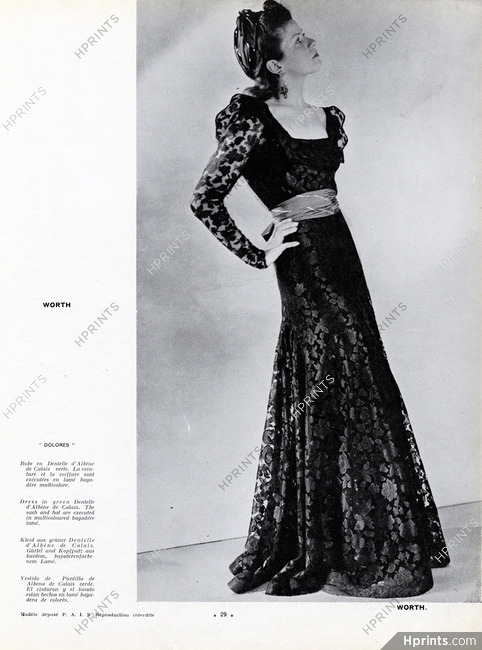 Worth (Couture) 1939 "Dolorès", Evening Gown