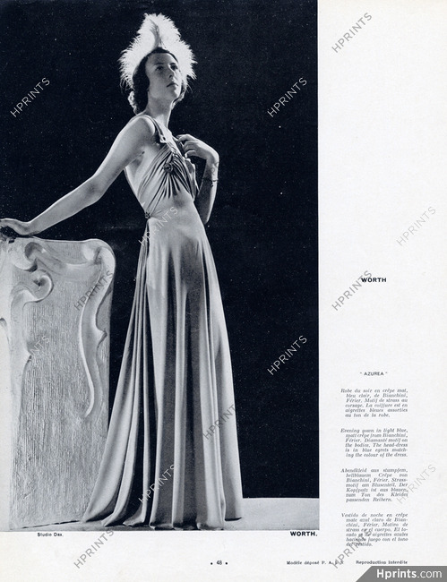 Worth (Couture) 1939 Evening Gown, Studio Dax