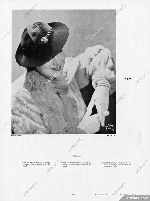 Worth 1934 Cloche, Photo Madame D'Ora, Fashion Photography Hat