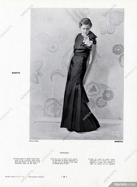 Worth (Couture) 1934 Evening Gown, Madame D'Ora