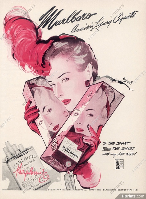 Marlboro (Cigarettes, Tobacco Smoking) 1943 American Luxury Cigarette, Bodegard