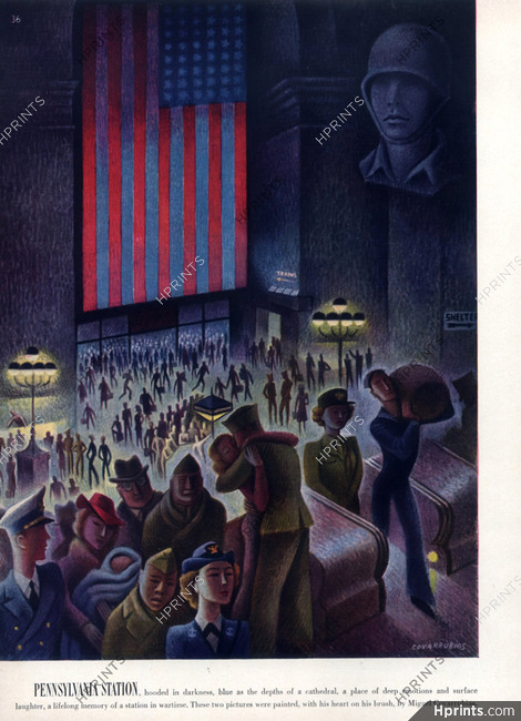 Miguel Covarrubias 1943 Pennsylvania Station, Station in Wartime