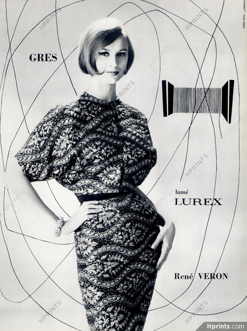 Grès 1960 Dinner Dress, René Véron (Fabric) Lurex