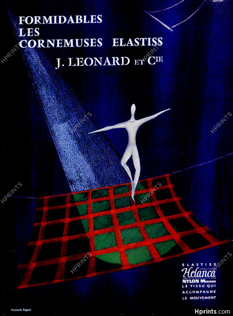 Leonard & Cie (Fabric) 1960 Cornemuses élastiss