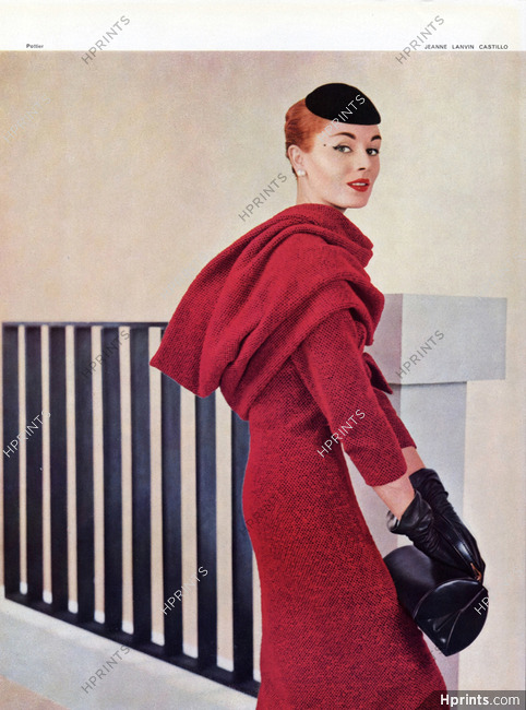 Lanvin Castillo 1956 Winter Red Dress,Philippe Pottier
