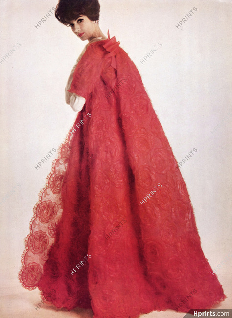 Lanvin Castillo 1961 Lace red, evening gown and coat, Marescot