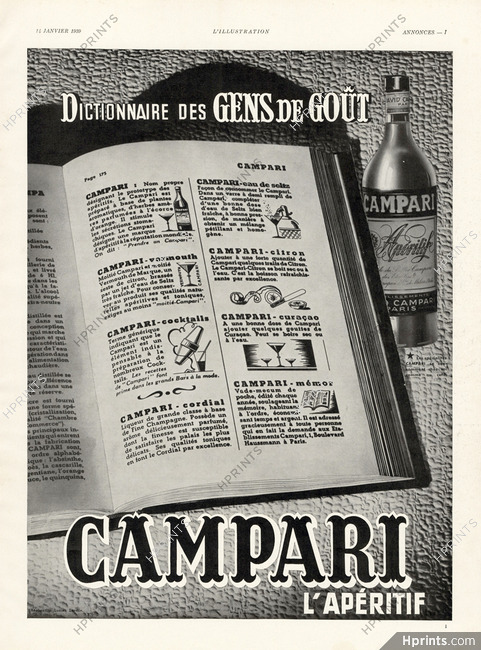 Campari 1939 Dictionnaire des Gens de Goût