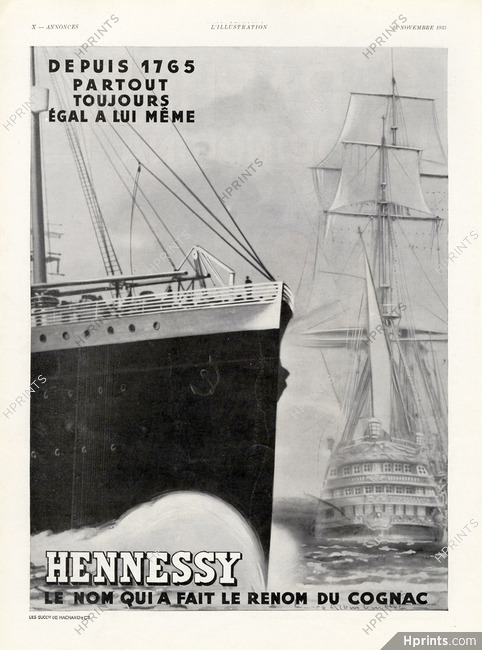 Hennessy 1933 Ship, Ocean Liner, Laure Albin Guillot
