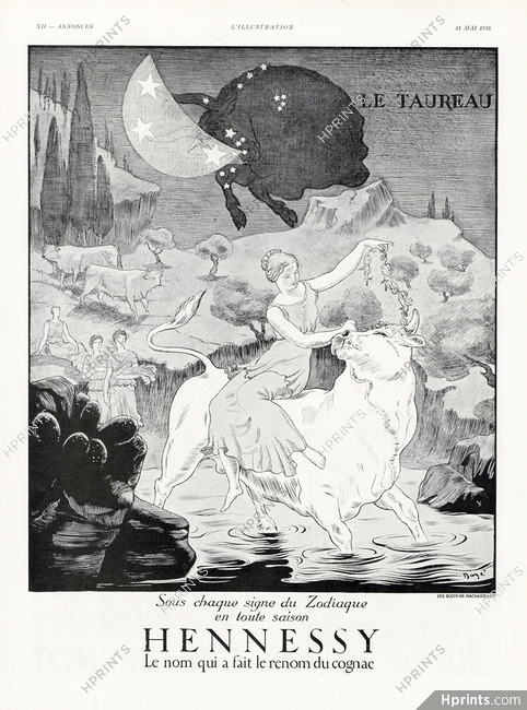 Hennessy 1935 Taureau (Taurus) Zodiac Bull Mythology
