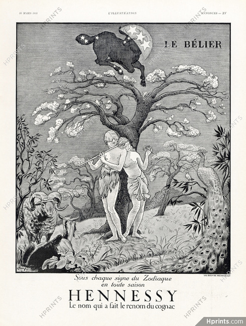 Hennessy 1935 Bélier (Aries) Zodiac Peacock
