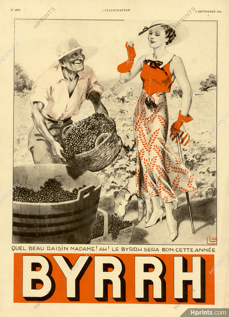 Byrrh 1934 Grapes Harvest, Léonnec