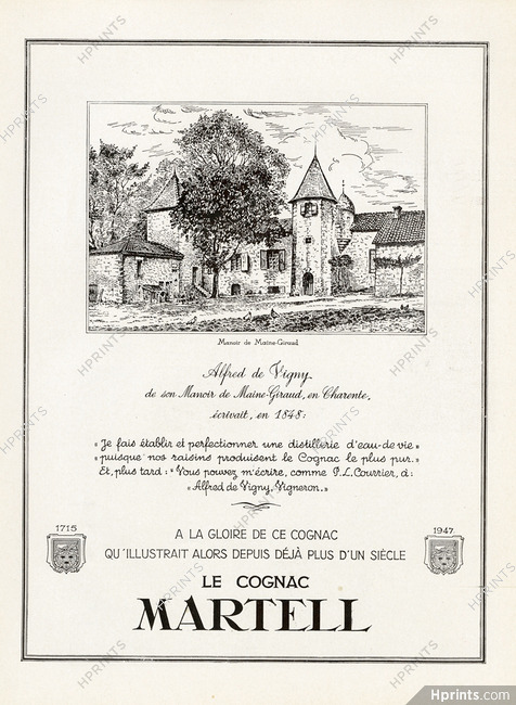 Martell 1947 Manoir de Maine-Giraud, Alfred de Vigny