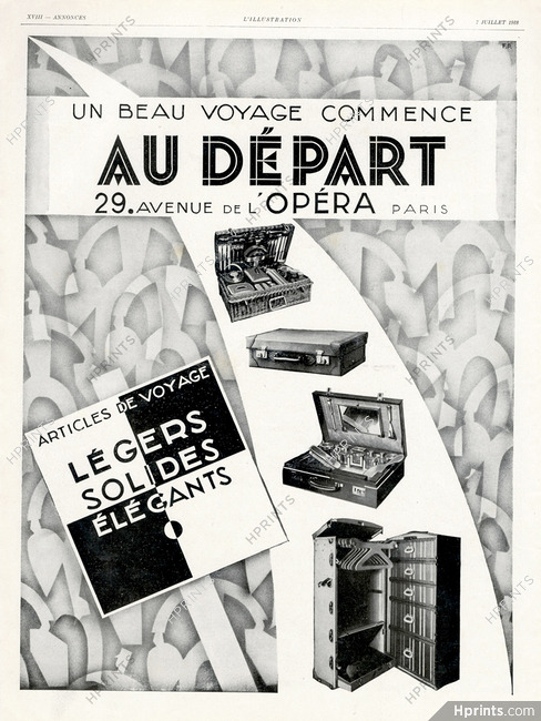 Au Départ (Luggage) 1928 Toiletrie Bag, Picnic Suitcase, Leon Ullmann (Large)