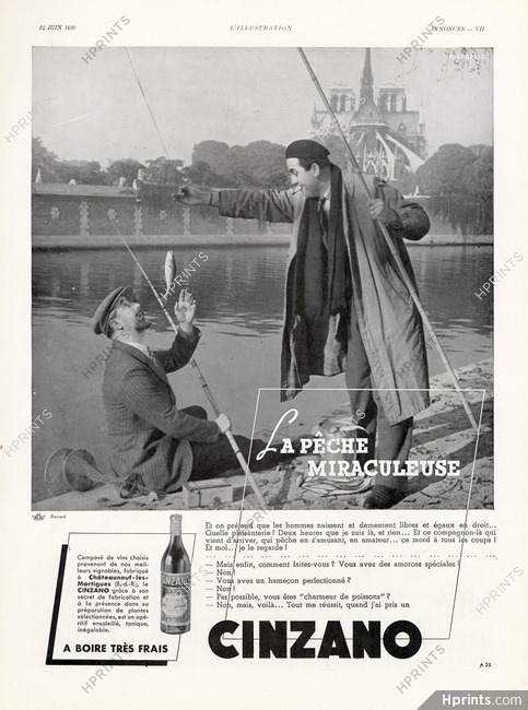 Cinzano 1939 Fishermen, Notre-Dame de Paris, Photo Lucien Lorelle