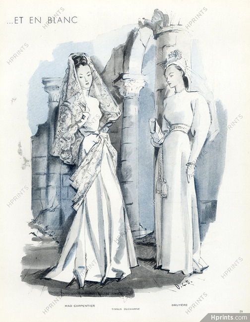 André Delfau 1945 Mad Carpentier, Bruyere, Ducharne, Wedding Dress