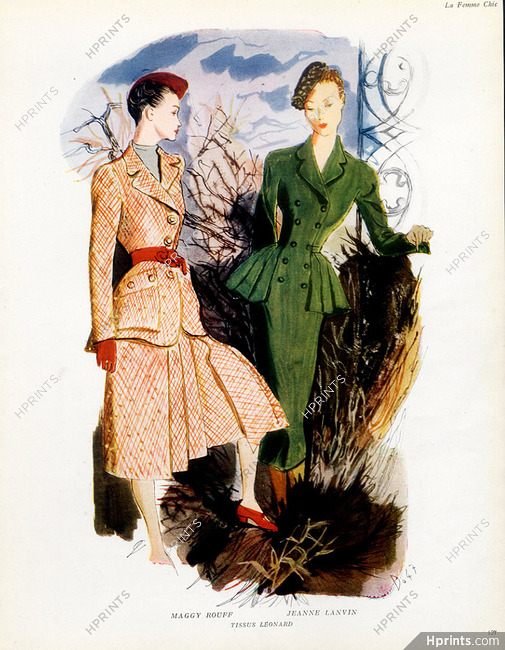 Maggy Rouff, Jeanne Lanvin 1947 Tissus Léonard, André Delfau