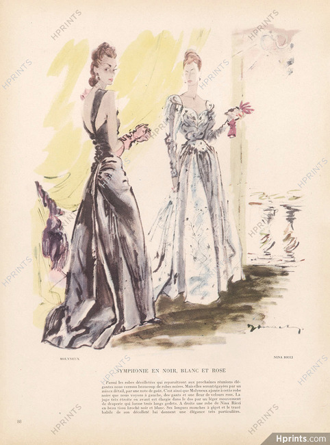 Jacques Demachy 1945 Molyneux & Nina Ricci, Evening Gown