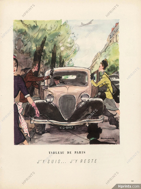 Tableau de Paris - J'y suis... j'y reste, 1947 - Pierre Mourgue Taxi Parisien