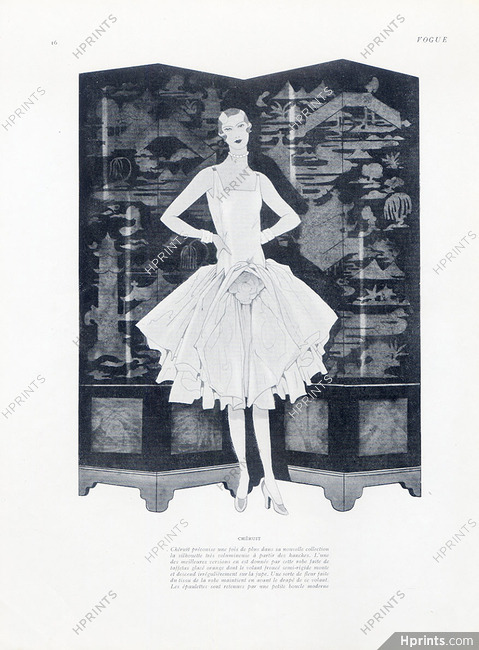 Chéruit 1927 Evening Gown, Fashion Illustration Douglas Pollard
