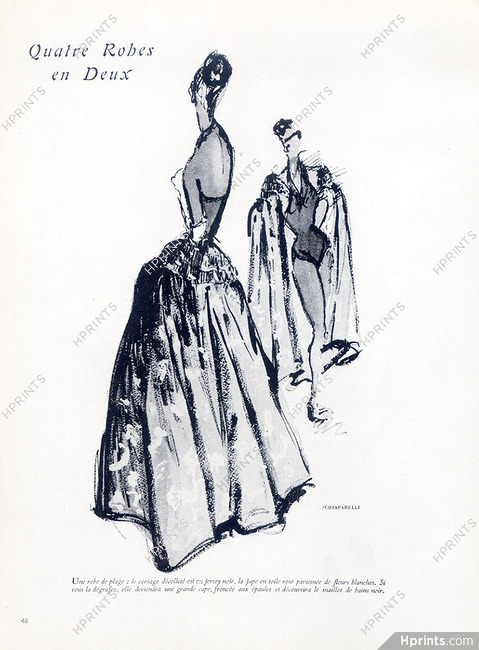 Schiaparelli 1947 Robe de plage, Maillot de Bain, Jean-Baptiste