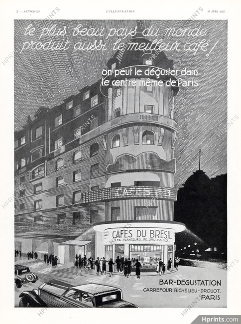 Café du Brésil 1935 Bar-Dégustation Carrefour Richelieu-Drouot Paris, Planteurs de Sao Paulo