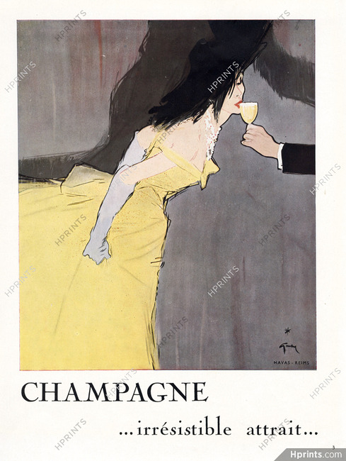 Champagne, Champain (...irrésistible attrait...) 1949 René Gruau