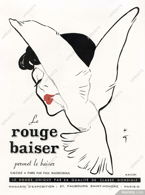 Rouge Baiser 1949 René Gruau Lipstick (Dove)