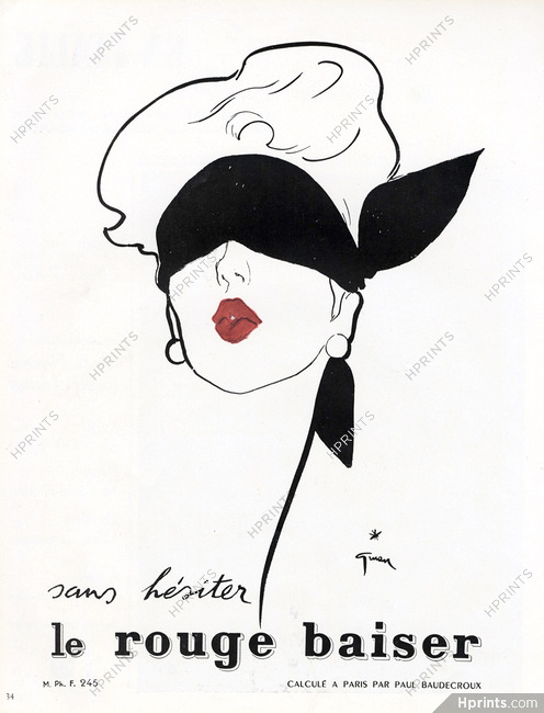 Rouge Baiser 1949 René Gruau (Scarf A), Lipstick