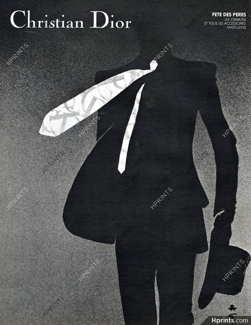 Christian Dior (Tie) 1973 René Gruau, Men's Clothing