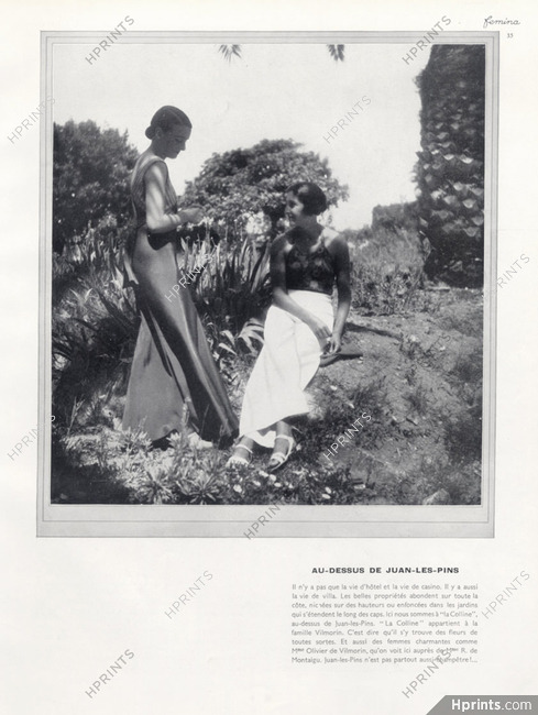 Mrs Olivier de Vilmorin & Mrs R. de Montaigu 1932 "Villa La Colline"