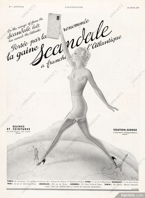 Scandale (Lingerie) 1937 Girdle, Bra, Paris-New-York