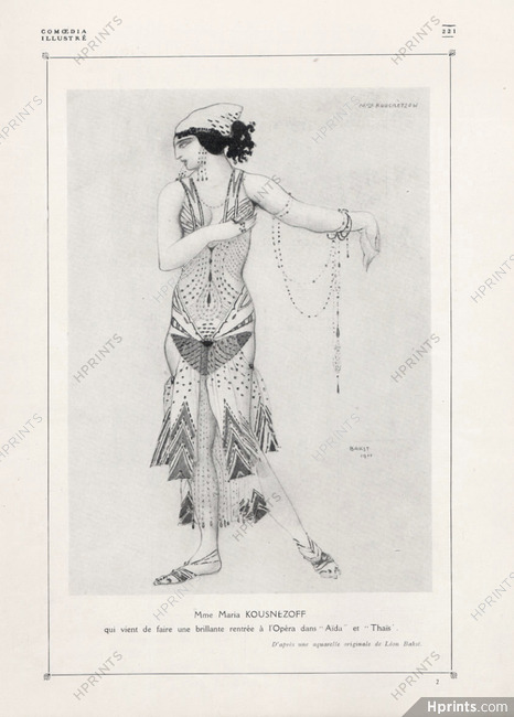 Léon Bakst 1921 Maria Koustnetzoff, Oriental Costume, Aïda & Thaïs